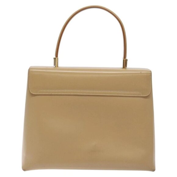 Salvatore Ferragamo Gancini Hand Bag Leather Beige Gold - Picture 3 of 16